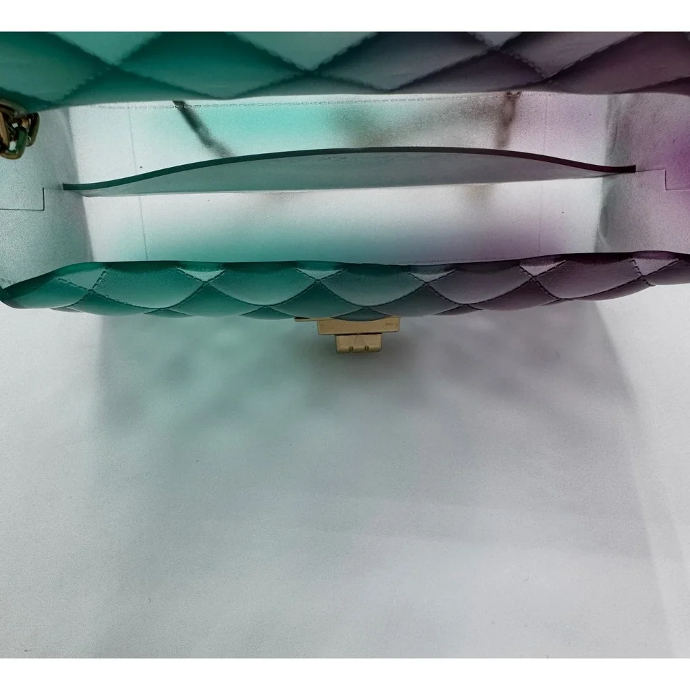 Jelly Crossbody Bag Womens Small‎ Teal Purple Mermaidcore Quilted Ombre
